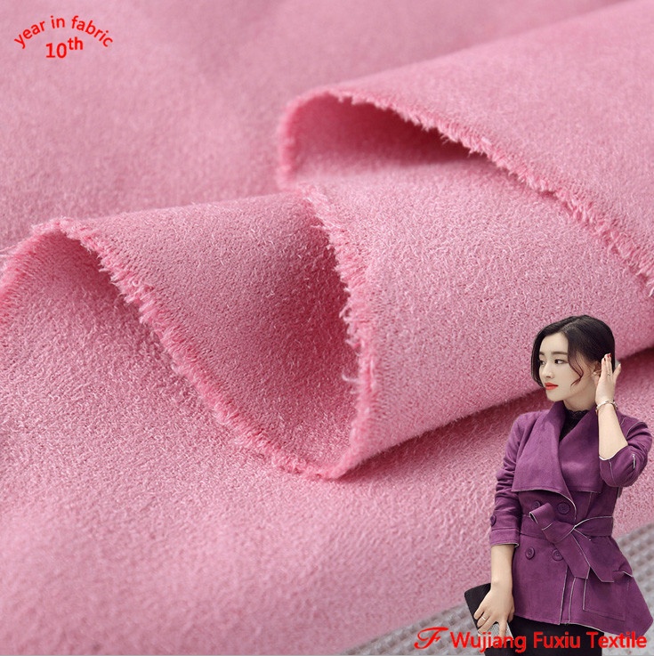 hot sale thick brushed double sided stretch suede fabric for clothing shoes