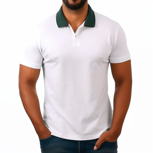 Custom logo Design Pique Cotton Stretch Men'S Branded Seamless <b>Polo</b> Mens Designer <b>White</b> Collar Golf Shirt - Product Image 3