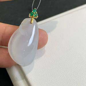 Pendentif en jade de Birmanie de qualité naturelle HENG YUE, forme melon, plaqué or 18 carats, ornement de luxe en jade pour femmes, cadeau - Product Image 3