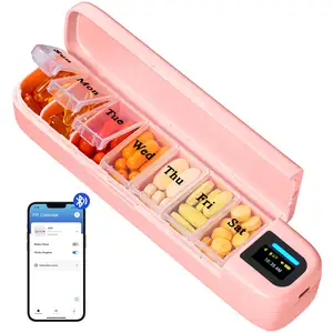 Electronic pill box multifunctional portable timer alarm clock reminder pill organizer Bluetooth pill dispenser for daily life