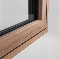 Fenêtres à battants Huasin à cadre fin en aluminium et bois, ouverture vers l'intérieur, fermeture silencieuse, texture douce, pour appartements haut de gamme