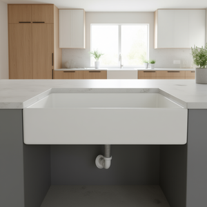 Lavello da Cucina Rettangolare in Ceramica Bianca, Stile Rustico, 36 Pollici, Installazione a Incasso, Superficie Lucida - Product Image 2