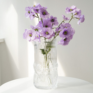 Jarrón de Vidrio Transparente de Estilo Nórdico de Lujo, Diseño de Rayas Verticales, Forma de Lazo, Florero Artístico para Decoración de Mesa del Hogar - Product Image 3