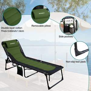 <span class=keywords><strong>Chaise</strong></span> <span class=keywords><strong>longue</strong></span> <span class=keywords><strong>pliante</strong></span> WKFAMOUT d'extérieur avec cadre en acier inoxydable, inclinable en 5 positions, hauteur réglable, support de tête réglable, pour la plage - Product Image 5