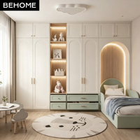 Armoire Moderne Personnalisée pour Enfants avec Étagère Ouverte LED et Tiroirs de Rangement pour Chambres d'Enfants, Meubles pour Appartements, Villas et Hôtels