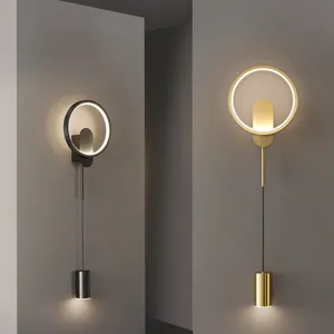 Scandinavian minimalist gold bedroom bedside wall lamp hallway aisle living room backdrop LED wall light