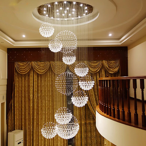 Altura ajustável Grande Bola De Cristal Lustre Giratório Escadaria Luz para Sala Lobby Hotel Duplex Edifícios - Product Image 5
