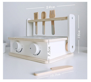 Juego de simulación de madera para niños, juguete educativo montesorri, cocina portátil, barbacoa - Product Image 3