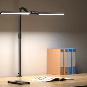 Lâmpada Quntis para escritório, 24 W, 25 modos de iluminação, proteção para os olhos, pescoço de ganso ajustável, cabeça dupla, arquiteto, luz LED para mesa