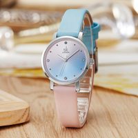 Shengke-Montre-bracelet pour femmes, accessoire de luxe, en cuir coloré, créatif, imperméable, à Quartz SK, nouvelle collection