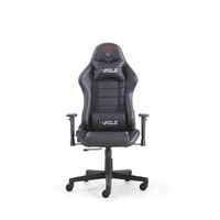 Bureau ergonomique pour jeux sur ordinateur avec coussin en mousse haute résilience en plastique, hauteur réglable, support lombaire, base pivotante à 360°
