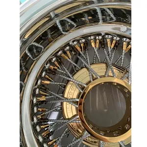 Rueda de alambre cromada Syck Lowrider 13X7 Reverse 72 Cross Spokes con 3 barras y radios desmontables - Product Image 1