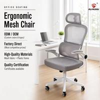Chaise de bureau ergonomique à dossier haut en maille, directement de l'usine, pour immeuble de bureaux, avec appui-tête 3D réglable