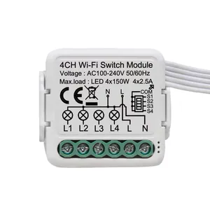 Mini Wifi Switch Module Relay Breaker Smart Wifi Trigger Smart Switch 4 Gang Tuya Smart Life Support 240V