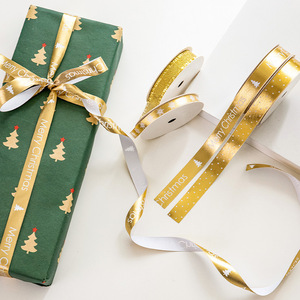 Pita Satin Emas Natal Baru Gaya Eropa Dekorasi Kemasan Kotak Hadiah Cina - Product Image 2
