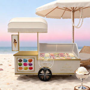 Customized Gelato Cart Coffee Food Truck Trailer <strong>Beach</strong> Mobile Ice Cream Push Cart Trailer with Wheels - Product Image 4