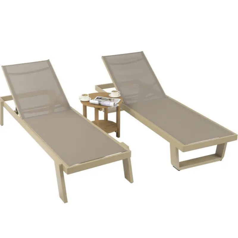 Outdoor Poolside Aluminum Chaise Patio Lounge Chaise Beach Sun Loungers New mesh swimming pool sun lounger garden furniture