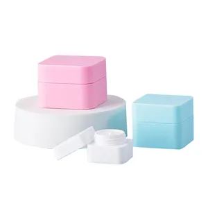 Nhà máy cung cấp hình vuông Frosted PP xanh hồng trắng 5g 10g 20g 30g 50g chăm sóc da container nhựa Jar cho mỹ phẩm đóng gói