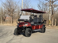 Carrito de Golf Eléctrico de 4+2 Plazas con Parabrisas y Techo, Color y Logotipo Personalizables, Vehículo Utilitario de Caza para 6 Pasajeros