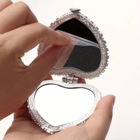 Miroir de poche pliable mini portable double face en tissu de soie de haute qualité, miroirs vintage rectangulaires et en forme de cœur