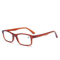 XB9155 Slim unisexe lunettes de lecture 1pc PC cadre carré bonne qualité presbytie lunettes correctives en marron