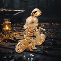 Offre Spéciale à la mode Punk Style 316L acier inoxydable crâne moto pendentif 18k plaqué or Soul Chariot hommes Rock collier