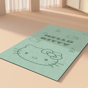 Alfombra de yoga silenciosa antideslizante para sala de estar, de color sólido simple, con diseño de Hello Kitty, resistente a las manchas, al desgaste y fácil de limpiar, portátil. - Product Image 3