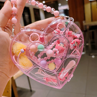 Ensemble de 9 accessoires pour cheveux pour enfants, cadeau princesse, pinces à cheveux, colliers, bracelets, bagues, bijoux avec sac à main