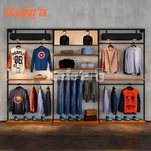 Diseño de interiores, venta al por menor, ropa de pared, soporte de exhibición de ropa, boutique de moda, <span class=keywords><strong>camiseta</strong></span>, ropa, estante de exhibición de Metal - Product Image 3