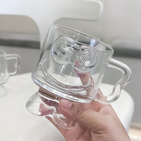 Tasse à café/dessert à pied haut, design style Ins, luxe léger haut de gamme, avec poignée, à simple paroi, pour boissons et jus