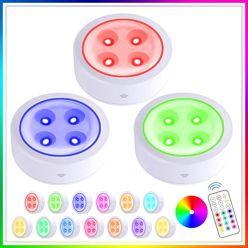 Howlighting telecomando senza fili LED Puck luce senza fili telecomando Led RGB lampada da armadio da notte Mini Puck Light