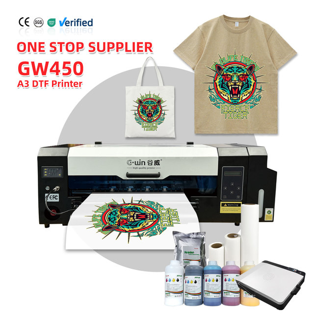 High Quality New 33cm A3 Automatic DTF T-Shirt Inkjet Printer DX7 Printhead Flex High-Speed Small Business Clothes Inks Included