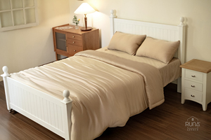 Housse de matelas moderne couleur crème unie en viscose de bambou biologique premium 300TC, douce pour la peau et anti-allergie - Product Image 6