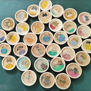 50pcs 2.5-4cm Polished <strong>Wooden</strong> Circular Gemstone Base with <strong>Inlaid</strong> Pendant Base Lovely Love Decorative Model - Product Image 5