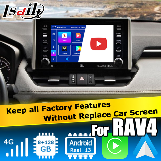 Android 13 Wireless Carplay Auto Navigation Interface Box for Toyota RAV4 Highlander 2018-2022 Video Interface Lsailt