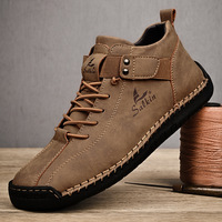Nouvelles Chaussures Décontractées Homme en Cuir PU Faites à la Main 2025 – Baskets Respirantes en Cuir pour Homme, Bottines d'Extérieur