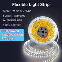 Bande LED SMD 2835 240 LED par mètre, 12V, IP65, étanche, bande lumineuse RGB WS2815, USB en option, CE, RoHS