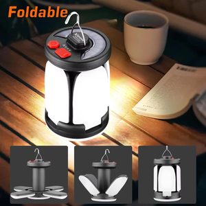 2025 nuevo 6 modos recargable USB Solar plegable LED tienda de luz con gancho colgante carga del teléfono lámpara de Camping iluminación fotográfica - Product Image 5