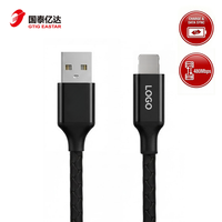Câble de charge rapide USB A vers L 2.4A de haute qualité avec conducteur en cuivre pur, tressé en PVC, pour iPhone, iPad, appareil photo et batterie externe