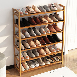 Étagère à chaussures en bambou 6 niveaux, design moderne, gain de place, pour entrée, salon, rangement - Product Image 2