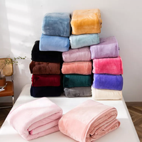 Desain kustom 100% poliester cetak warna Solid ukuran King Microfiber tebal Ratu flanel selimut bulu untuk musim dingin musim gugur