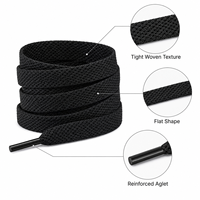Lacets plats noirs mats tissés en gros 120 cm pour baskets décontractées OEM ODM Mingjia