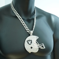 Casque de football des Raiders de Las Vegas (Europe et Amérique) en alliage de zinc, grand pendentif couronne et chaîne en bambou, cadeau unisexe
