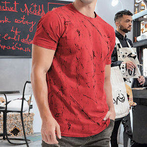 T-shirt décontracté pour homme style hip-hop en polyester/coton, manches courtes, coupe oversize, 250 grammes, tissé, respirant, coupe carrée, délavé, couleur unie - Product Image 3