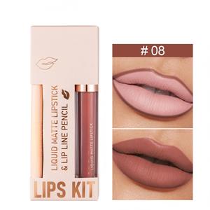 Ensemble crayon à lèvres et gloss 2 en 1, imperméable, anti-bavures, fini velours mat, maquillage pour les lèvres - Product Image 4