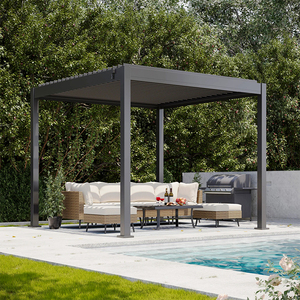 Pergola en aluminium thermolaqué imperméable facile à assembler avec toit à lames orientables pour balcon et <span class=keywords><strong>terrasse</strong></span> - Product Image 5