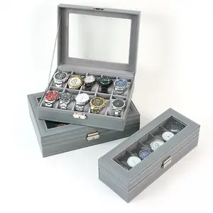 Pelle di alta qualità direttamente all'ingrosso 6 10 12 slot watch display scatola regalo organizer custodia logo personalizzato prezzo più economico