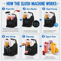 Mesin Slush Mini 2 Tangki 3L X 2 Pembuat Slushie Kompak dengan Layar LED Pintar 600W Mesin Minuman Beku untuk Kafe
