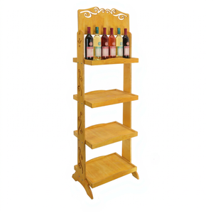 Estante de Madera de Doble Cara de 4 Niveles para Supermercado, Resistente, con Acabado de Madera Original, Personalizable, de Instalación Rápida - Product Image 1