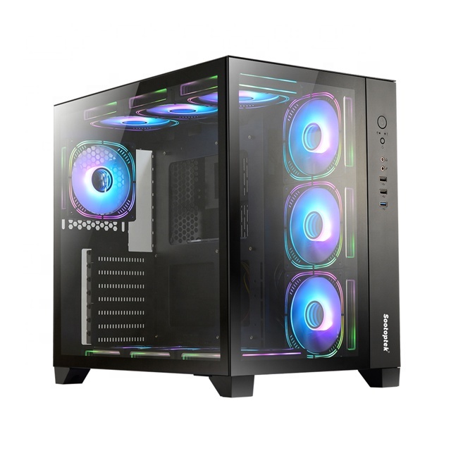 New Style Cabinet case Temper Glass Panel PC Atx Gaming Computer Cases with RGB Cooling Fan
